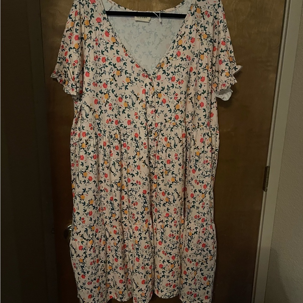 “Ninexis” Flowered Loose Fitting Dress